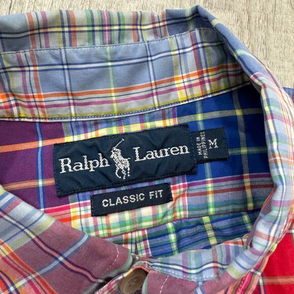 Vintage Polo Ralph Lauren Short Sleeve Button Shirt Men's Medium Classic Fit 90s - Picture 4 of 6